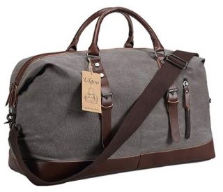 7. Ulgoo Travel Duffel Bag Canvas Bag PU Leather Weekend Bag Overnight