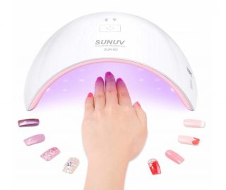 1.SUNUV 24W UV Light LED Nail Dryer Curing Lamp for Fingernail & Toenail Gels Based Polishes with Sensor, 30s 60s Timer SUN9C (Pink)